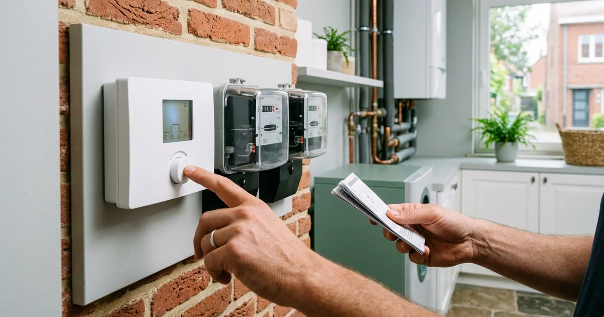 Module intérieur de pompe à chaleur et compteurs d'énergie dans un local technique