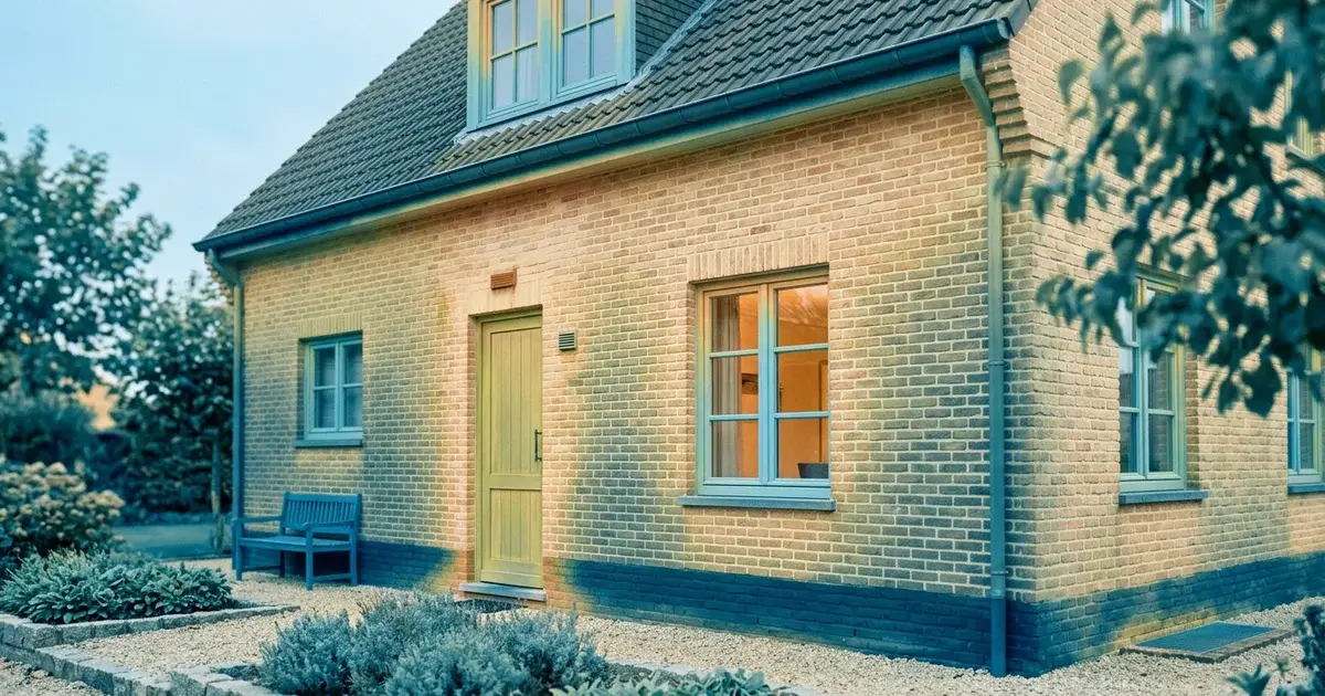 Vue de type caméra thermique d'un mur de maison, dégradés de couleurs doux