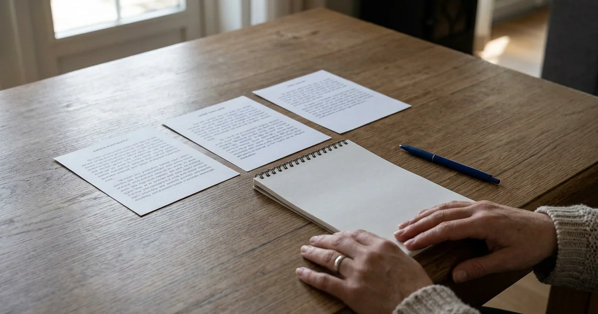 Drie offertes voor dakwerk naast elkaar op een tafel met een pen