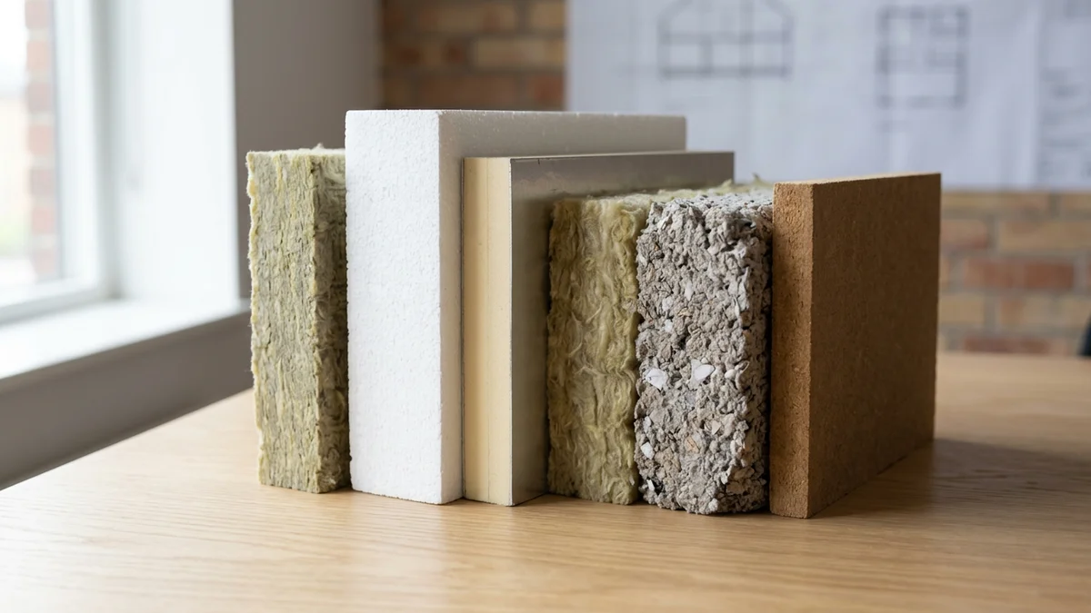 Stapel isolatiemonsters van verschillende dikte naast elkaar op een tafel