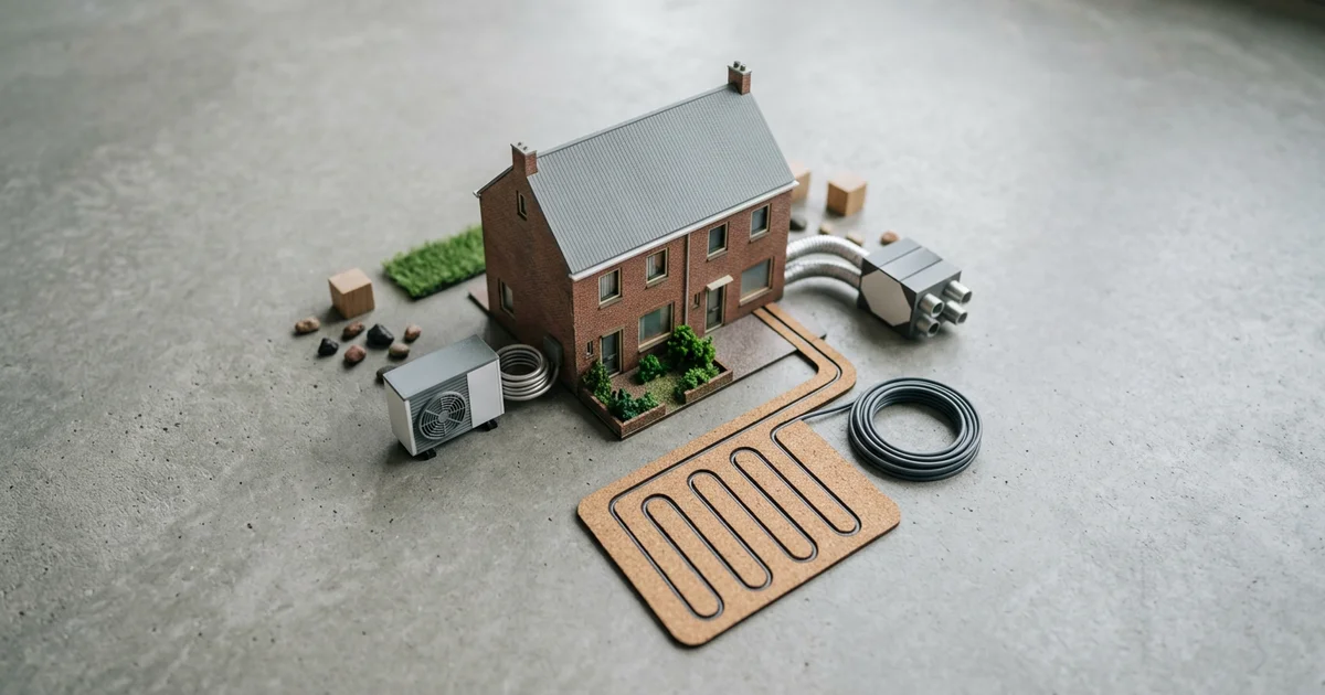 Overzicht van warmtepomptypen bij een woningmodel