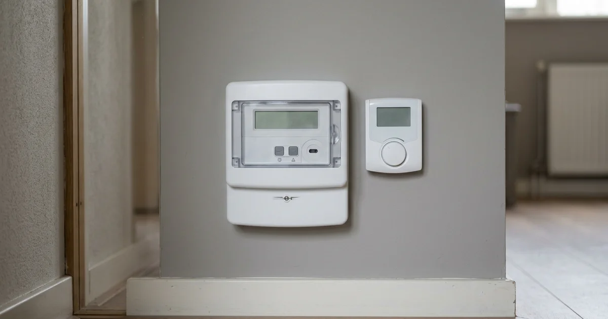 Slimme meter en thermostaat in een gang